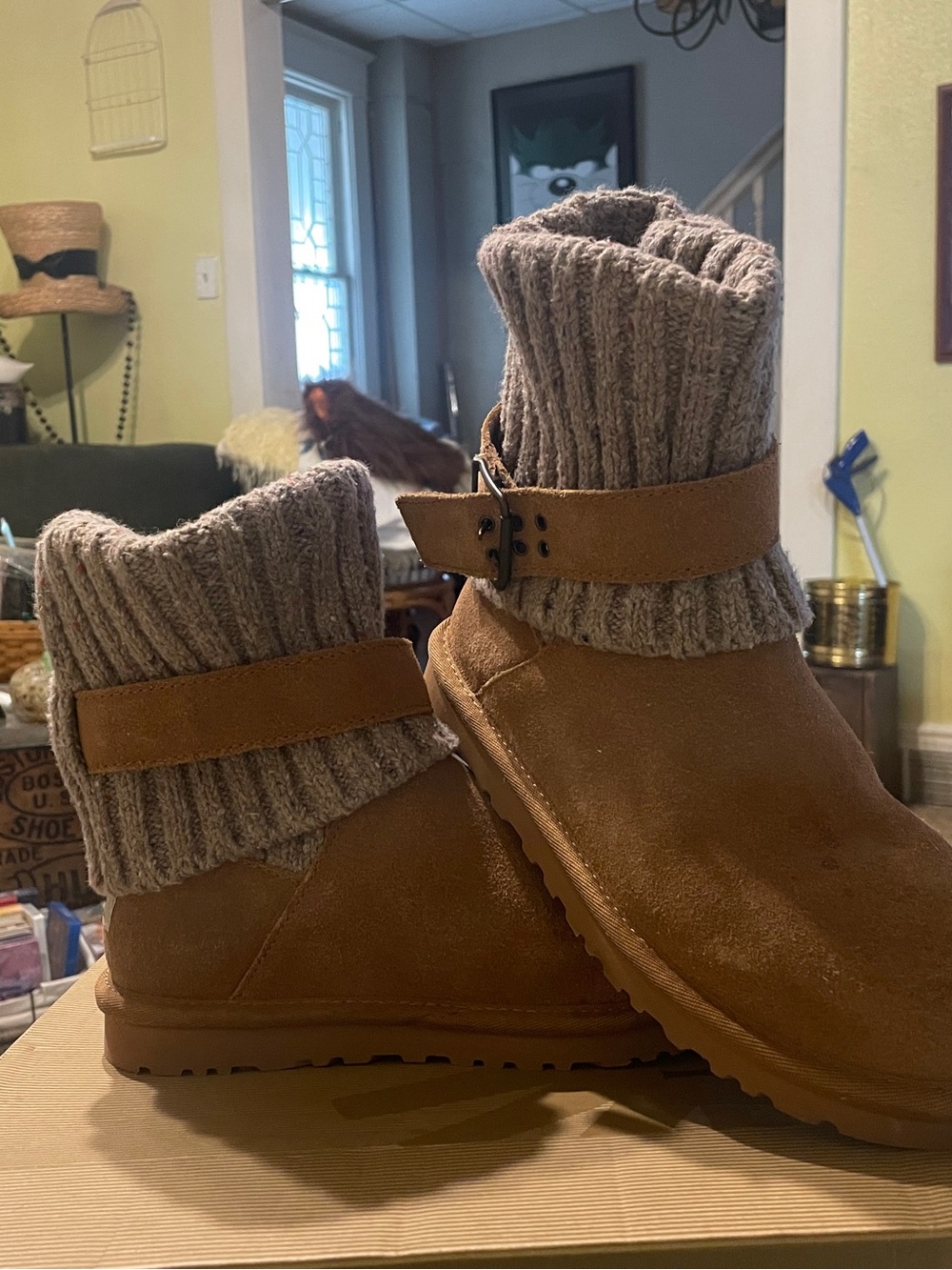 UGG Chestnut Suede Knit Cuff Boots